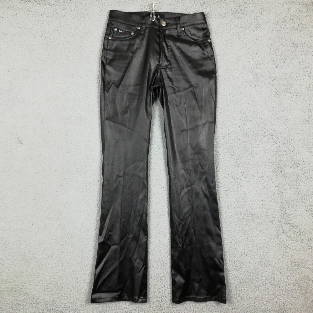 Lei Womens Pants Boot Cut Faux Leather Black Animal Print Mid Rise Juniors 3